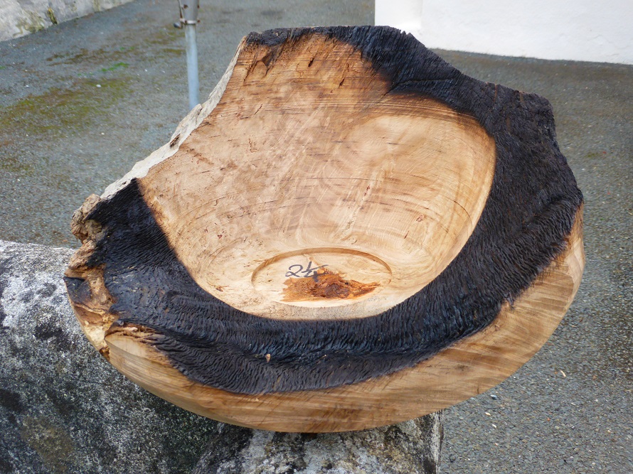 Burnt oak part turned ready for finishing